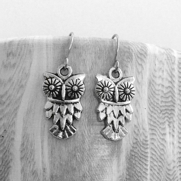 Miniature Adorable Cute Feathered Owl lovers Hypoallergenic Ear wires Earrings - Picture 1 of 5
